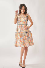 FLORAL PRINTED TAPE RUFFLE STRAP TIERED DRESS