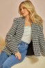 Lainey Lightweight Plaid Tweed Jacket With Open Front Bodice