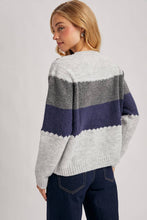 COLOR BLOCK BRUSHED TEXTURE KNIT SWEATER