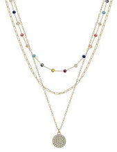Crystal Beaded and Gold Pave Circle 16"18" Necklace