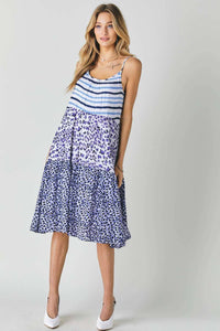 MULTI PRINT SLEEVELESS MIDI DRESS