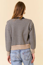 BUTTON-DOWN STRIPE COLORBLOCK CARDIGAN SWEATER