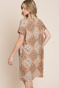 Multicolored Leaves Jacquard Dress