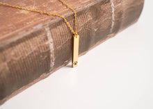Paw Print Cutout Vertical Stainless Steel Bar Necklace: Stainless