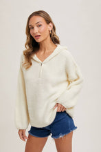 HALF ZIP HOODIE KNIT SWEATER PULLOVER