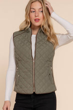 Suede Piping Detail Rib Quilted Padding Vest