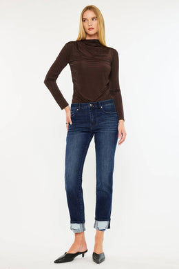 Mid Rise Skinny Straight Dark Wash Jeans