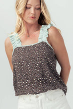 ANIMAL PRINT TOP WITH RUFFLE SLEEVE