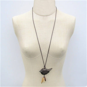 Tori wood bird necklace