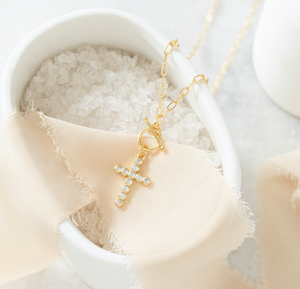 Sparkle Cross Toggle Necklace