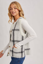 BUTTON DOWN PLAID FUZZY KNIT SWEATER VEST