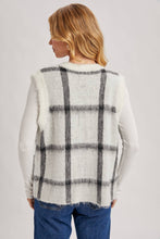 BUTTON DOWN PLAID FUZZY KNIT SWEATER VEST