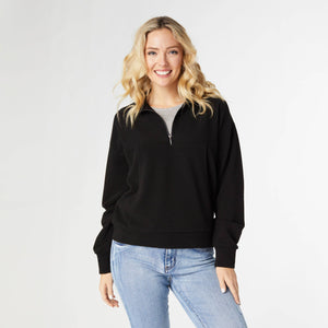 COCO + CARMEN - Lyla Half-Zip Top with Side Pockets: White / S/M