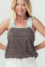 ANIMAL PRINT TOP WITH RUFFLE SLEEVE
