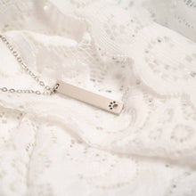 Paw Print Cutout Vertical Stainless Steel Bar Necklace: Stainless