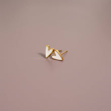 18K Gold PVD Stainless Steel White Heart Stud Earrings: Stainless