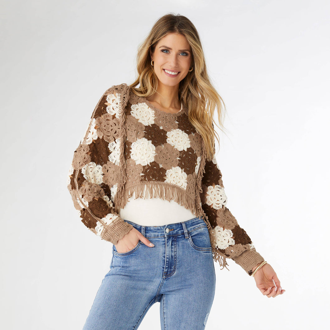 Nyla Floral Crochet Pullover Top