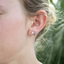 18K Gold PVD Stainless Steel White Heart Stud Earrings: Stainless
