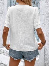Casual V-Neck Pullover Solid Short Sleeve Blouse