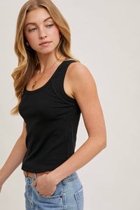 SCOOP NECK KNIT TANK TOP