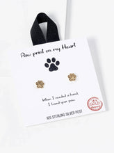 18K Gold Dipped Dog Paw Stud Earrings