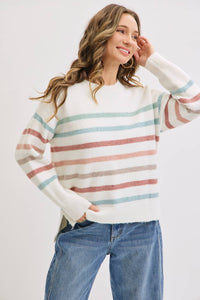 CASUAL COZY STRIPE KNIT SWEATER