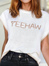 YEEHAW Contrast Stitch Edge Crew Neck Sweater