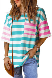 Stripe Contrast Patch Pocket T-Shirt