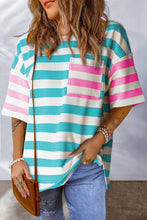 Stripe Contrast Patch Pocket T-Shirt