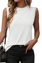 Pleated Crew Neck Tank Top