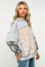 TWO TONE HACCI FLORAL KNIT TOP WITH HOOD