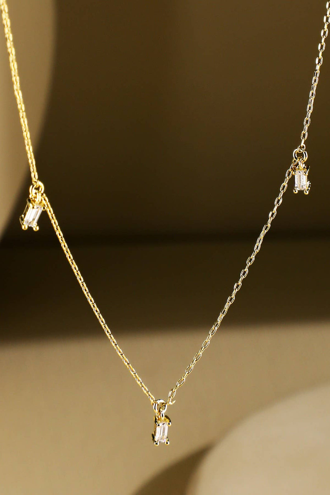 Brass Tiny Baguette Cubic Necklace
