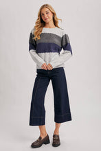 COLOR BLOCK BRUSHED TEXTURE KNIT SWEATER