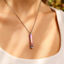 Paw Print Cutout Vertical Stainless Steel Bar Necklace: Stainless