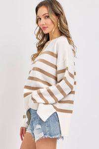 PULLOVER STRIPED OVERSIZE KNIT  SWEATER