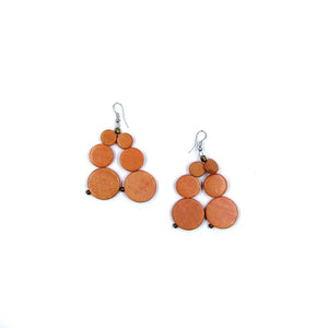 Alani orange wood bead earrings