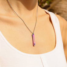 Paw Print Cutout Vertical Stainless Steel Bar Necklace: Stainless