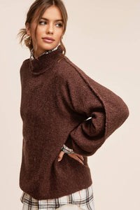 Balloon Sleeves Fall Winter Sweater: Charcoal Black
