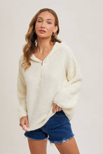 HALF ZIP HOODIE KNIT SWEATER PULLOVER