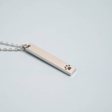 Paw Print Cutout Vertical Stainless Steel Bar Necklace: Stainless