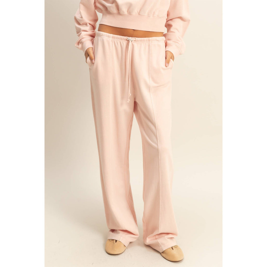 Basics High-Waisted Straight-Cut Drawstring Pants