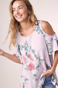 FLORAL PRINT OPEN SHOULDER TOP