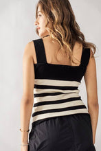 STRIPED SQUARE NECK SLEEVELESS TOP