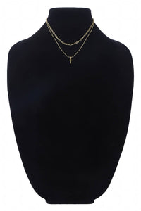 Brass 2-Layered Cross Pendant Chain Link Necklace