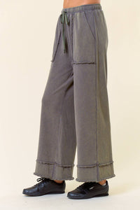 Vintage Washed Wide-Leg Ankle Length Sweatpants