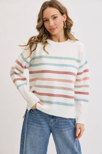 CASUAL COZY STRIPE KNIT SWEATER