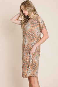 Multicolored Leaves Jacquard Dress