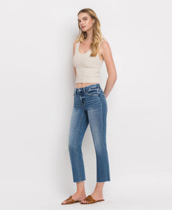 MID RISE CROP SLIM STRAIGHT JEANS