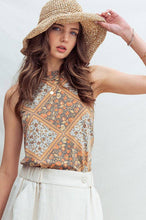 SLEEVELESS ALL OVER AZTEC GEOMETRIC PRINT ROUND NECK TANK TOP