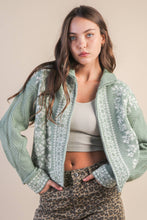 Graphic Knit Sweater Zip Up Cardigan